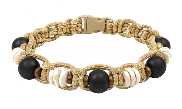 Lava Black Sea Glass & Puka Shell collar — Sand
