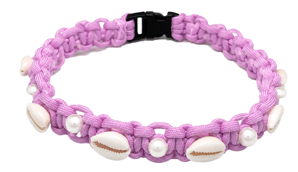 Cowrie & Pearl collar — Pink